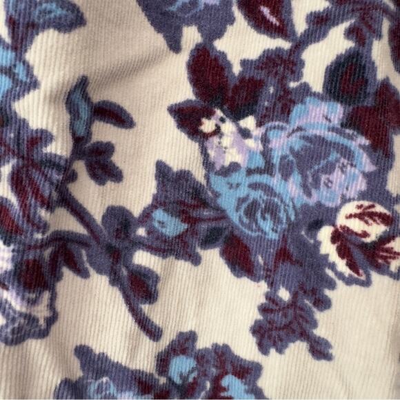 Free People Floral Corduroy Pants 5-Pocket Belt Loops Zip Button Stretch Cotton - Picture 5 of 10